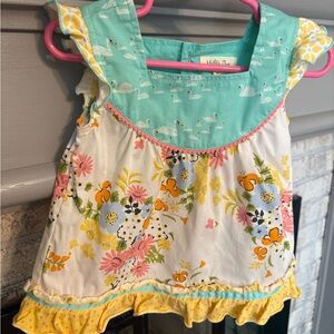 Matilda Jane Aqua Swan Sundress with Pink Trim